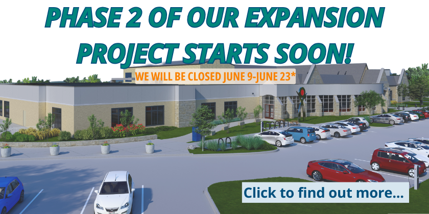 we will be closed june 9 through june 23 as we begin phase 2 of our expansion and renovation project