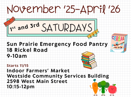 November '25-April '26 Dream Bus Schedule for 1st and 3rd Saturdays